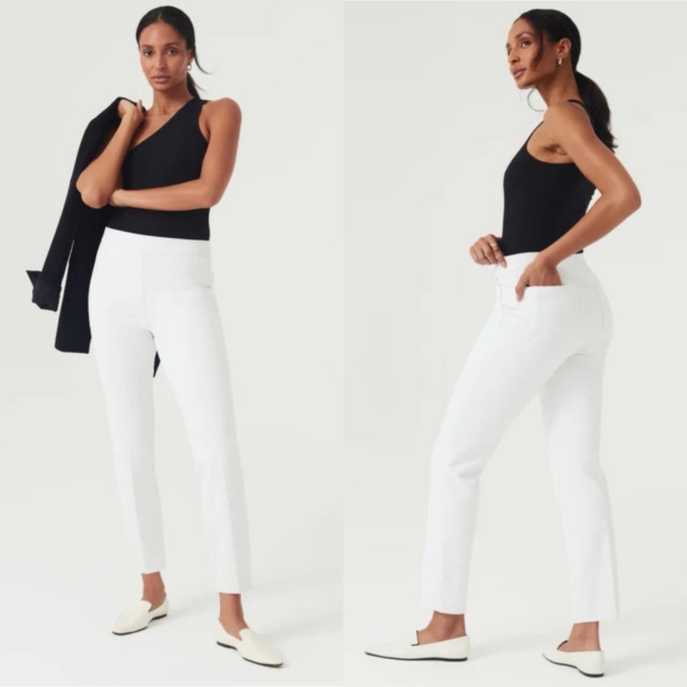 SPANX White Ankle-Cropped Slim Pants